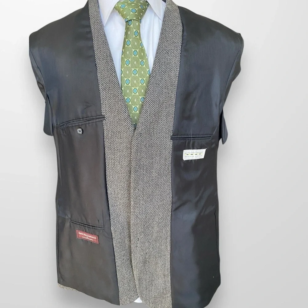 Allyn Saint George 44R Blazer Sport Coat 3/2 Roll Lambswool Suit Jacket‎ VTG